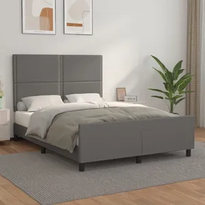 vidaXL Cadre de lit avec tête de lit Gris 140x200 cm Similicuir pas cher