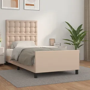 vidaXL Cadre de lit avec tête de lit Cappuccino 90x200 cm Similicuir pas cher