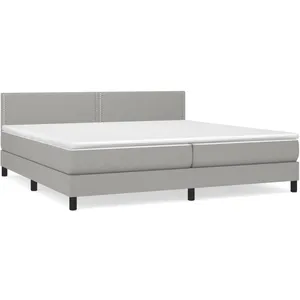 vidaXL Sommier à lattes de lit avec matelas Gris clair 200x200cm Tissu pas cher