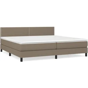 vidaXL Lit à sommier tapissier avec matelas Taupe 200x200 cm Tissu pas cher