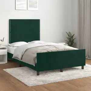 vidaXL Cadre de lit avec tête de lit Vert foncé 120x200 cm Velours pas cher