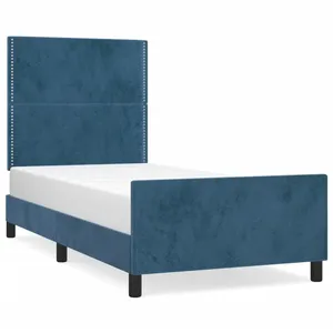 vidaXL Cadre de lit avec tête de lit Bleu foncé 80x200 cm Velours pas cher