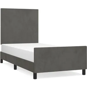 vidaXL Cadre de lit avec tête de lit Gris foncé 90x200 cm Velours pas cher