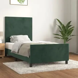 vidaXL Vidaxl Cadre De Lit Sans Matelas Vert Foncé 90x200 Cm Velours pas cher