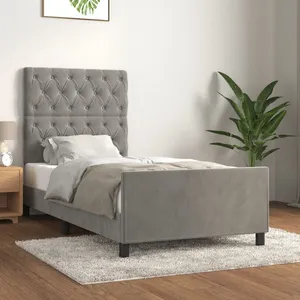 vidaXL Vidaxl Cadre De Lit Sans Matelas Gris Clair 80x200 Cm Velours pas cher