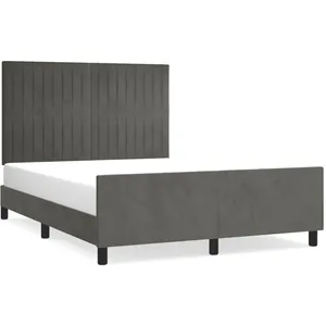 vidaXL Cadre de lit avec tête de lit Gris foncé 140x190 cm Velours pas cher