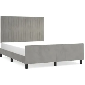 vidaXL Cadre de lit avec tête de lit Gris clair 140x200 cm pas cher
