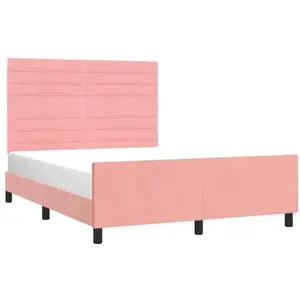 vidaXL Vidaxl Cadre De Lit Sans Matelas Rose 140x200 Cm Velours pas cher