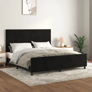 vidaXL Cadre de lit avec tête de lit Noir 160x200 cm Velours pas cher