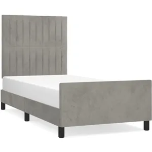vidaXL Cadre de lit avec tête de lit Gris clair 100x200 cm Velours pas cher