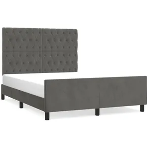 vidaXL Cadre de lit avec tête de lit Gris foncé 140x200 cm Velours pas cher
