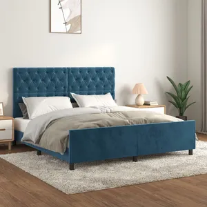 vidaXL Vidaxl Cadre De Lit Sans Matelas Bleu Foncé 160x200 Cm Velours pas cher