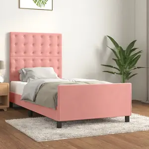 vidaXL Cadre de lit avec tête de lit Rose 80x200 cm Velours pas cher