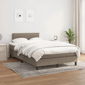 vidaXL Sommier à lattes de lit avec matelas Taupe 120x200 cm Tissu pas cher