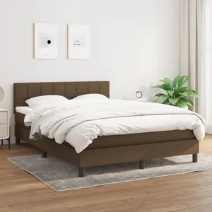vidaXL Sommier à lattes de lit avec matelas Marron foncé 140x200 cm pas cher