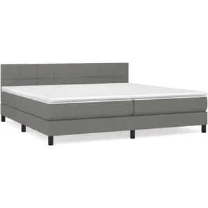 vidaXL Sommier à lattes de lit avec matelas Gris foncé 200x200cm Tissu pas cher