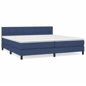 vidaXL Sommier à lattes de lit avec matelas Bleu 200x200 cm Tissu pas cher