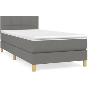 vidaXL Sommier à lattes de lit avec matelas Gris foncé 80x200 cm Tissu pas cher