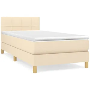 vidaXL Lit à sommier tapissier avec matelas Crème 80x200 cm Tissu pas cher