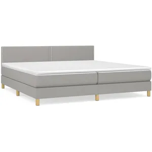 vidaXL Sommier à lattes de lit avec matelas Gris clair 200x200cm Tissu pas cher