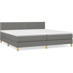 vidaXL Sommier à lattes de lit avec matelas Gris foncé 200x200cm Tissu pas cher