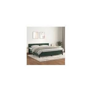 vidaXL Sommier à lattes de lit et matelas Vert foncé 200x200cm Velours pas cher