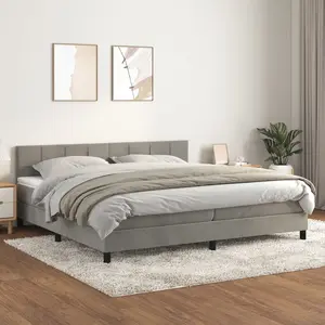 vidaXL Sommier à lattes de lit et matelas Gris clair 200x200cm Velours pas cher
