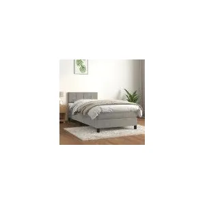 vidaXL Sommier à lattes de lit et matelas Gris clair 80x200 cm Velours pas cher