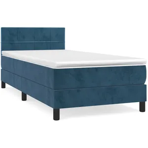 vidaXL Sommier à lattes de lit et matelas Bleu foncé 80x200 cm Velours pas cher