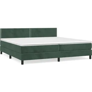 vidaXL Sommier à lattes de lit et matelas Vert foncé 200x200cm Velours pas cher