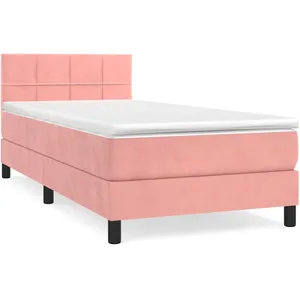 vidaXL Sommier à lattes de lit et matelas Rose 80x200 cm Velours pas cher