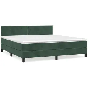 vidaXL Sommier à lattes de lit et matelas Vert foncé 180x200cm Velours pas cher