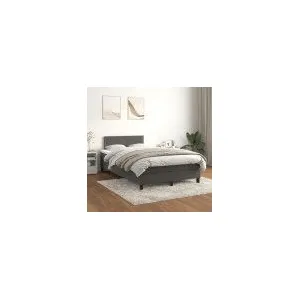 vidaXL Sommier à lattes de lit et matelas Gris foncé 120x200cm Velours pas cher
