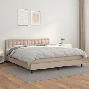vidaXL Sommier à lattes de lit avec matelas Cappuccino 160x200 cm pas cher