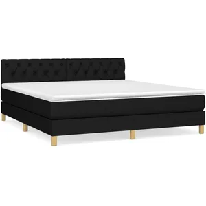 vidaXL Sommier à lattes de lit avec matelas Noir 160x200 cm Tissu pas cher