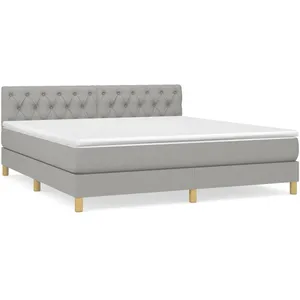 vidaXL Sommier à lattes de lit avec matelas Gris clair 160x200cm Tissu