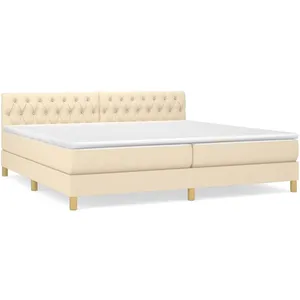 vidaXL Sommier à lattes de lit avec matelas Crème 200x200 cm Tissu pas cher