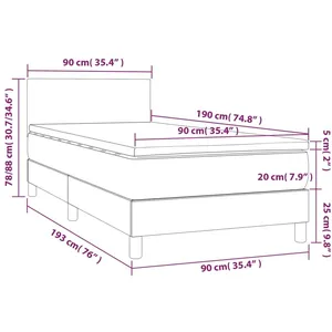 vidaXL Sommier à lattes de lit avec matelas Noir 90x190 cm Tissu pas cher