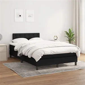 vidaXL Sommier à lattes de lit avec matelas Noir 120x200 cm Tissu pas cher