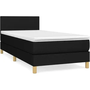 vidaXL Sommier à lattes de lit et matelas Noir 80x200 cm Tissu