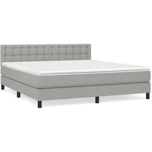 vidaXL Sommier à lattes de lit avec matelas Gris clair 160x200cm Tissu pas cher