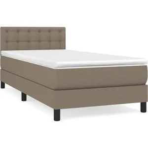vidaXL Sommier à lattes de lit avec matelas Taupe 90x200 cm Tissu pas cher