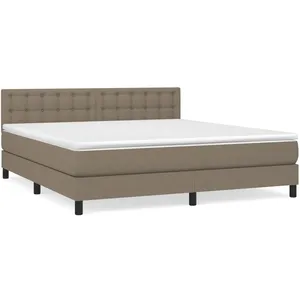 vidaXL Sommier à lattes de lit avec matelas Taupe 160x200 cm Tissu pas cher