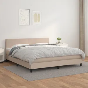 vidaXL Sommier à lattes de lit avec matelas Cappuccino 180x200 cm pas cher