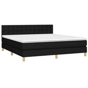 vidaXL Sommier à lattes de lit avec matelas Noir 160x200 cm Tissu pas cher