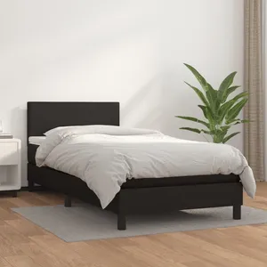 vidaXL Sommier à lattes de lit avec matelas Noir 100x200 cm Similicuir pas cher