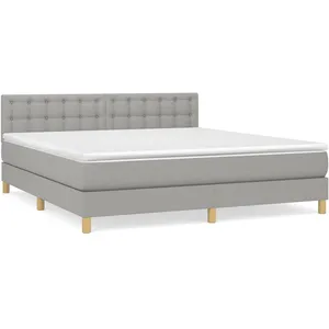 vidaXL Sommier à lattes de lit avec matelas Gris clair 160x200cm Tissu pas cher