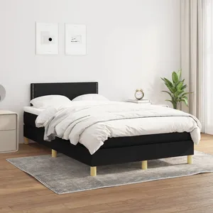 vidaXL Sommier à lattes de lit avec matelas Noir 120x200 cm Tissu pas cher