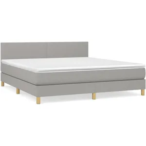 vidaXL Sommier à lattes de lit avec matelas Gris clair 160x200cm Tissu pas cher