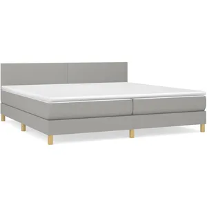 vidaXL Sommier à lattes de lit avec matelas Gris clair 200x200cm Tissu pas cher